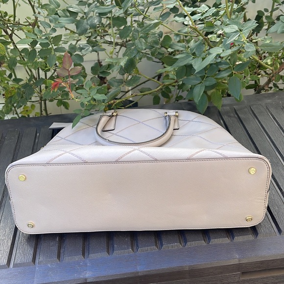 Tory Burch Robinson Stitched Taupe Dome Satchel - Picture 15 of 17